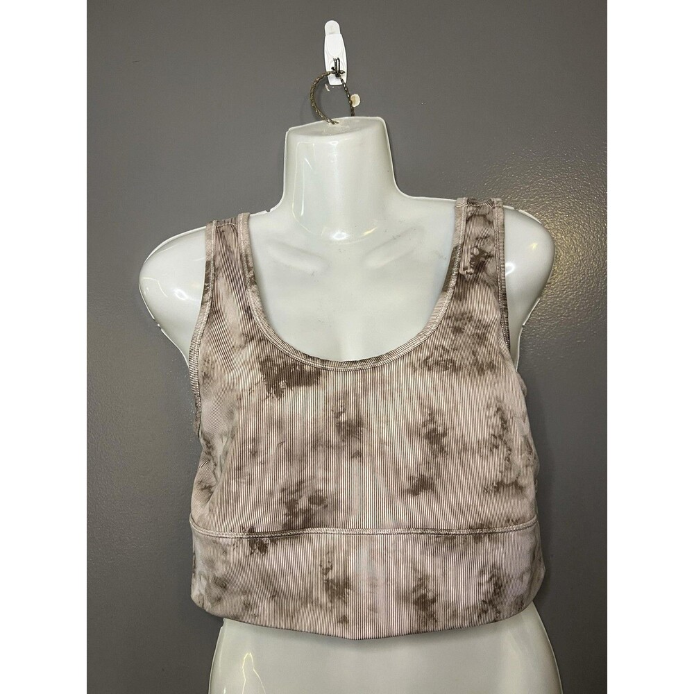 Harmony Balance Sports Bra Womens Large Brown Ribbed Tie Dye Yoga Longline
